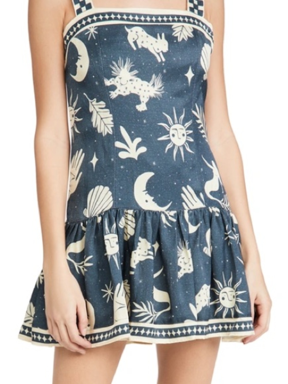 Agua Bendita Navy and Cream Celestial Mini Dress